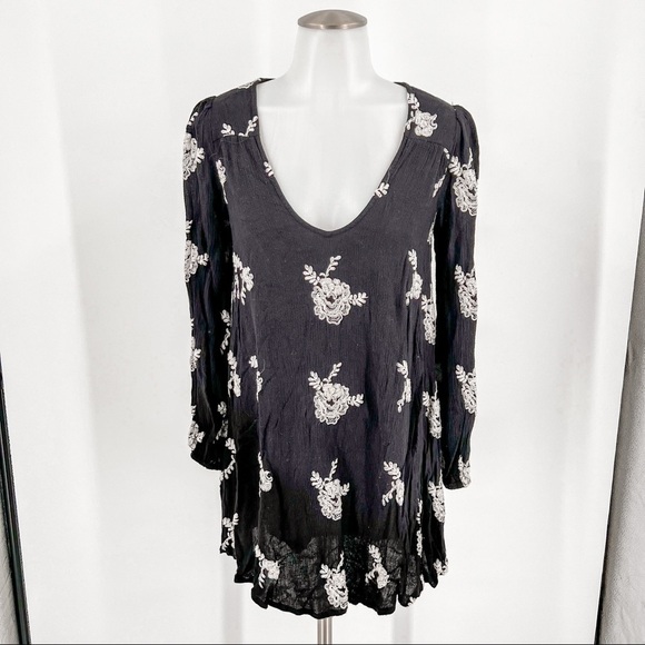 Free People Emma Dress In Black Cambo - Picture 2 of 9